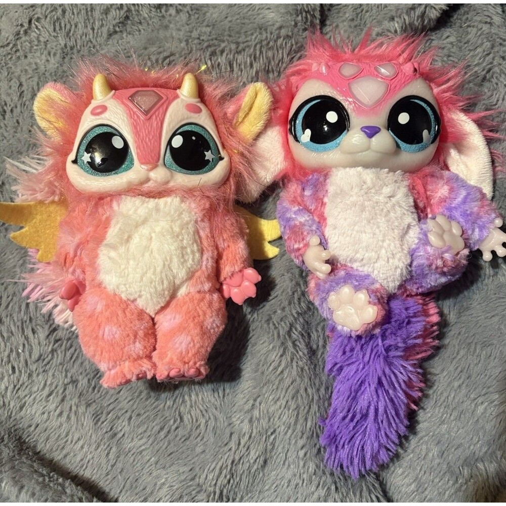 2 Magic Mixies Interactive 6.5" Pink Plush Dolls Lights Sounds Work Tested
